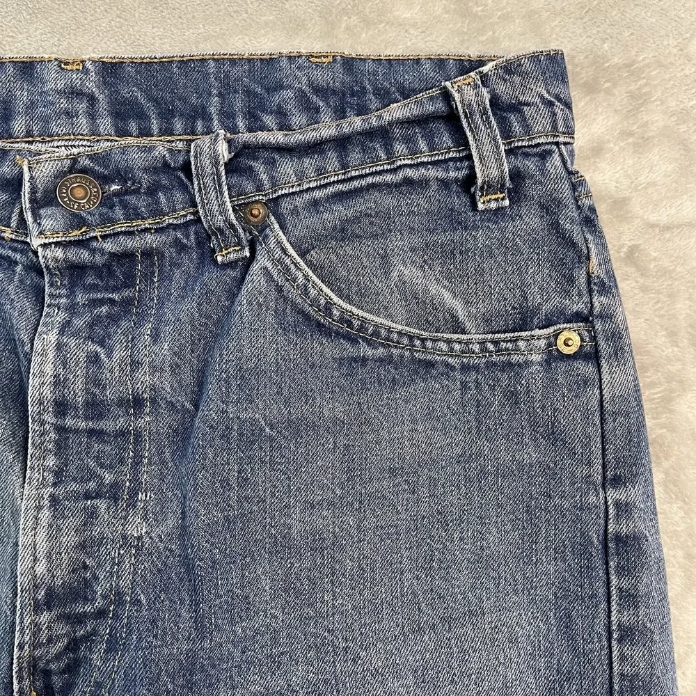 Vintage 70s Levi's Orange Tab 505 Denim Jean Shorts Men's 34* USA Made Blue